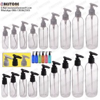 20ml 30ml 50ml 60ml 75ml 100ml 120ml 150ml 200ml 250ml pet round shape plastic bottle with pump dispenser for cosmetic packaging