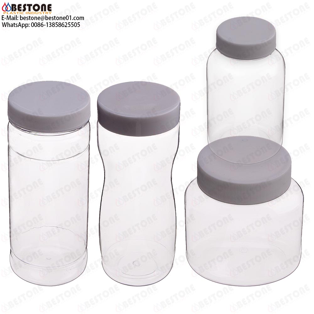 PET clear plastic round wide-mouth jars wide mouth plastic bottles