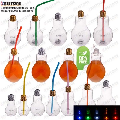 100ml 200ml 300ml 400ml 500ml 700ml BPA free drinking juice beverage pet LED light bulb bottle