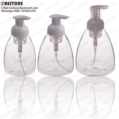 250ml 300ml 350ml 400ml 450ml 500ml 700ml PETG flat triangle shaped liquid hand wash plastic foam soap bottle